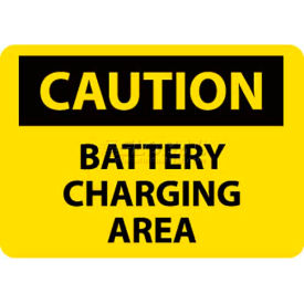 OSHA Sign, Caution Battery Charging Area, 10" X 14", Yellow/Black