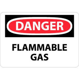 Danger Flammable Gas OSHA Sign, 10" X 14", White/Red/Black