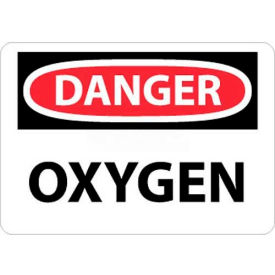 OSHA Sign, Danger Oxygen, 10" X 14", White/Red/Black