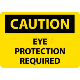 OSHA Sign, Caution Eye Protection Required, 10" X 14", Yellow/Black