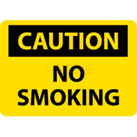 OSHA Sign, Caution No Smoking, 10" X 14", Yellow/Black