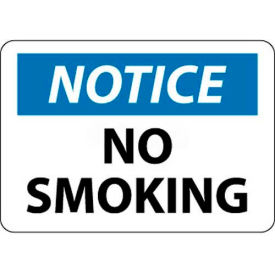 OSHA Sign, Notice No Smoking, 10" X 14", White/Blue/Black