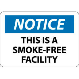 OSHA Sign, Notice This Is A Smoke-Free Facility, 10" X 14", White/Blue/Black