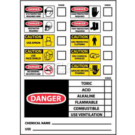 CI1P Chemical ID Labels, 5" X 3", White/Red/Black, PSV