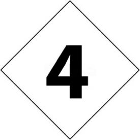 DCN24 NFPA Label Number, 4, 2-1/2" X 2-1/2", White/Black, 5/Pk