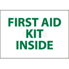 Sign, First Aid Kit Inside, 7" X 10", White/Green