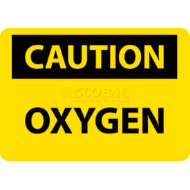 OSHA Sign, Caution Oxygen, 10" X 14", Yellow/Black