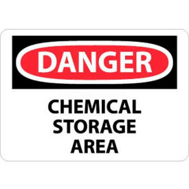 Danger Chemical Storage Area OSHA Sign, 10" X 14", White/Red/Black