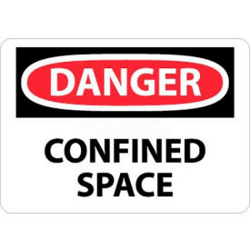 Danger Confined Space OSHA Sign, 7" X 10", White/Red/Black