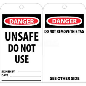 Tags, Danger Unsafe Do Not Use Operate, 6" X 3", White/Red/Black, 25/Pk