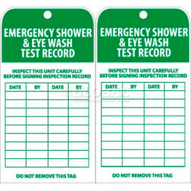Tags, Emergency Shower And Eye Wash Test Record, 6" X 3", White/Green, 25/Pk
