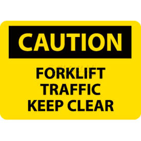 OSHA Sign, Caution Forklift Traffic Keep Clear, 10" X 14", Yellow/Black