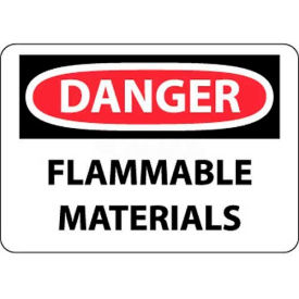 OSHA Sign, Danger Flammable Materials, 10" X 14", White/Red/Black