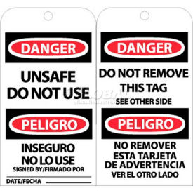 Tags, Unsafe Do Not Use, Bilingual, 6" X 3", White/Red/Black, 25/Pk