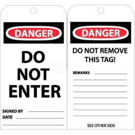Tags, Do Not Enter, 6" X 3", White/Red/Black, 25/Pk