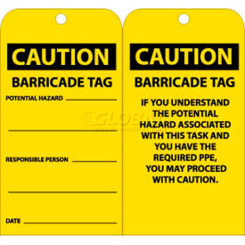 Tags, Caution Barricade, 6" X 3", Yellow/Black, 25/Pk