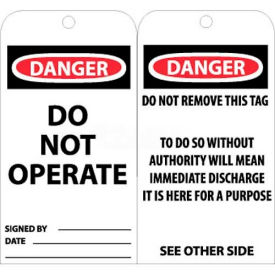 Tags, Danger Do Not Operate, 6" X 3", White/Red/Black, 25/Pk