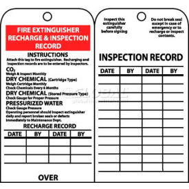 Tags, Fire Extinguisher Recharge And Inspection Record, 6" X 3", White/Red/Black, 25/Pk