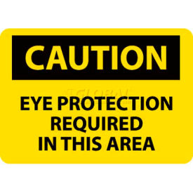 OSHA Sign, Caution Eye Protection Required In This Area, 7" X 10", Yellow/Black