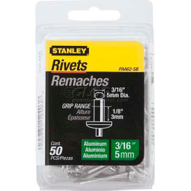 Aluminum Rivets 3/16" x 1/8", 50 Pack