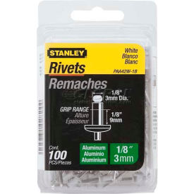 Aluminum Rivets White 1/8" x 1/8", 100 Pack