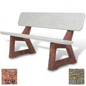 58" Residential Concrete Bench, Polished Red Quartzite/Gray Limestone Frame