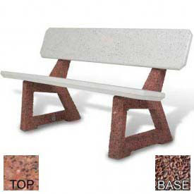 58" Residential Concrete Bench, Polished Red Quartzite/Red Quartzite Frame