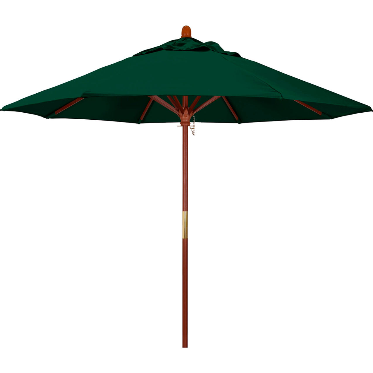9' Patio Umbrella, Hardwood Pole, Sunbrella Fabric, Forest Green