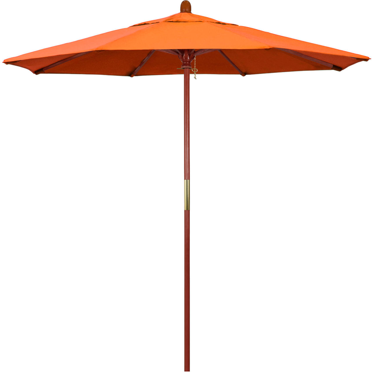 7.5' Patio Umbrella, Hardwood Pole, Sunbrella Fabric, Tangerine Color