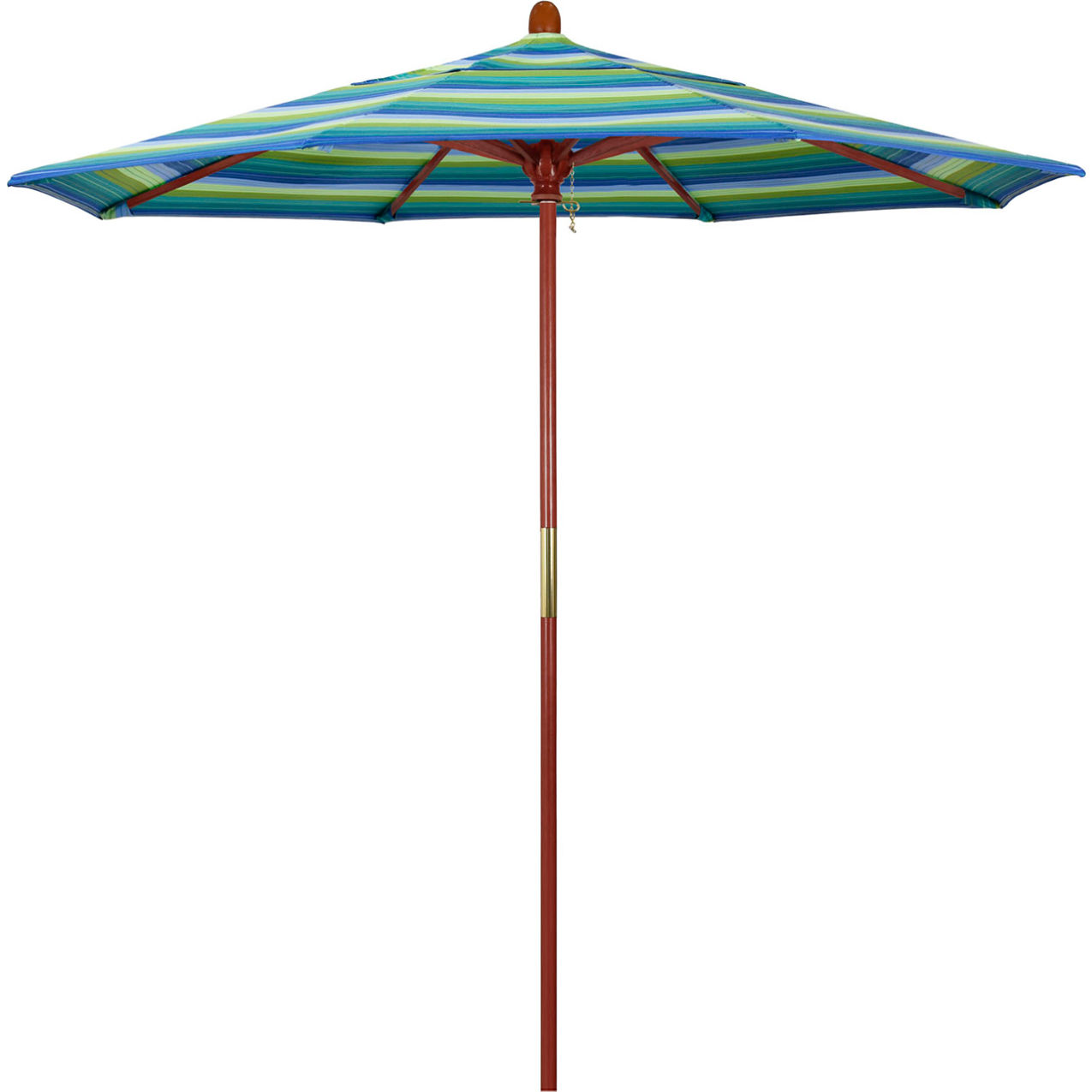 7.5' Patio Umbrella, Hardwood Pole, Sunbrella Fabric, Seville Seaside