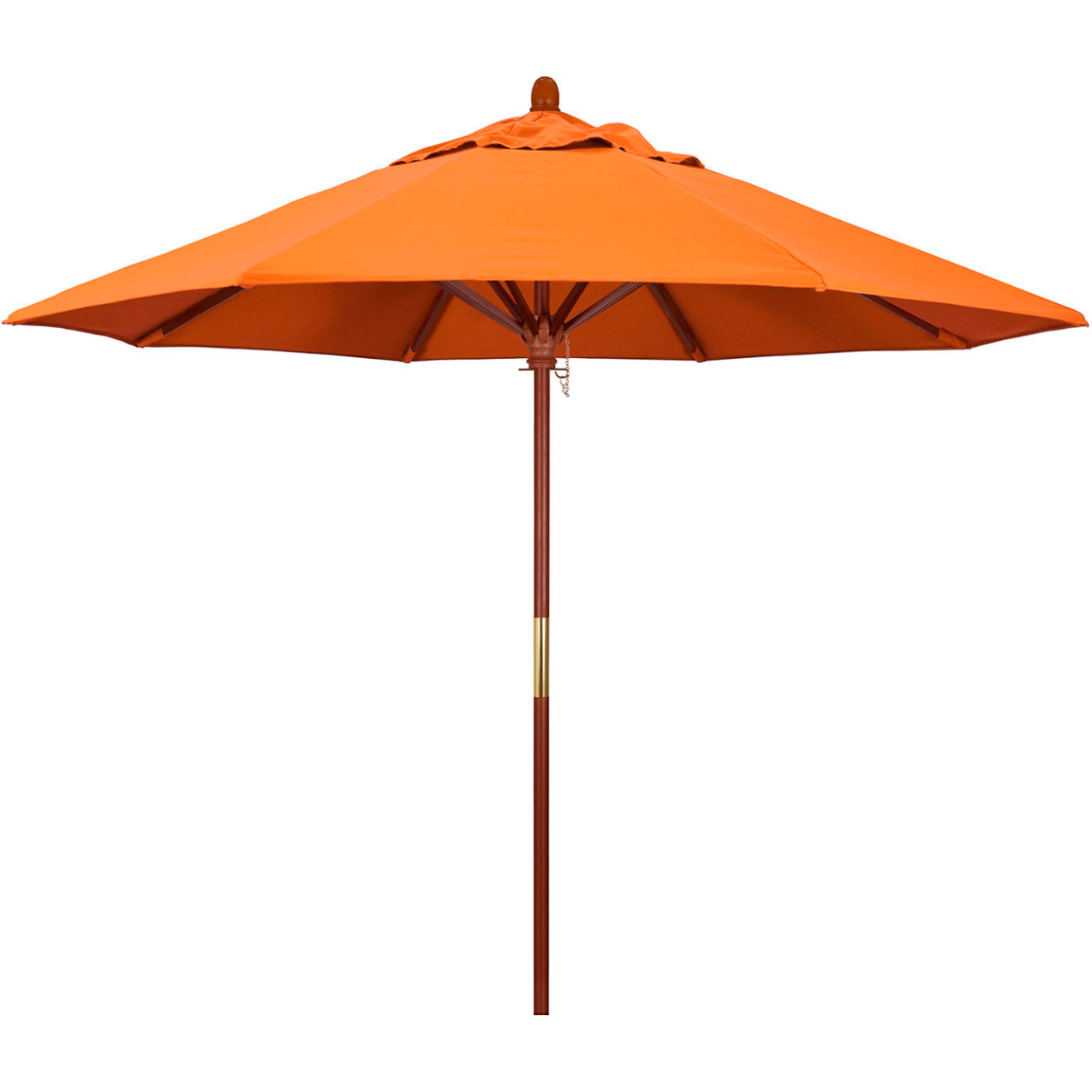 9' Patio Umbrella, Hardwood Pole, Sunbrella Fabric, Tangerine