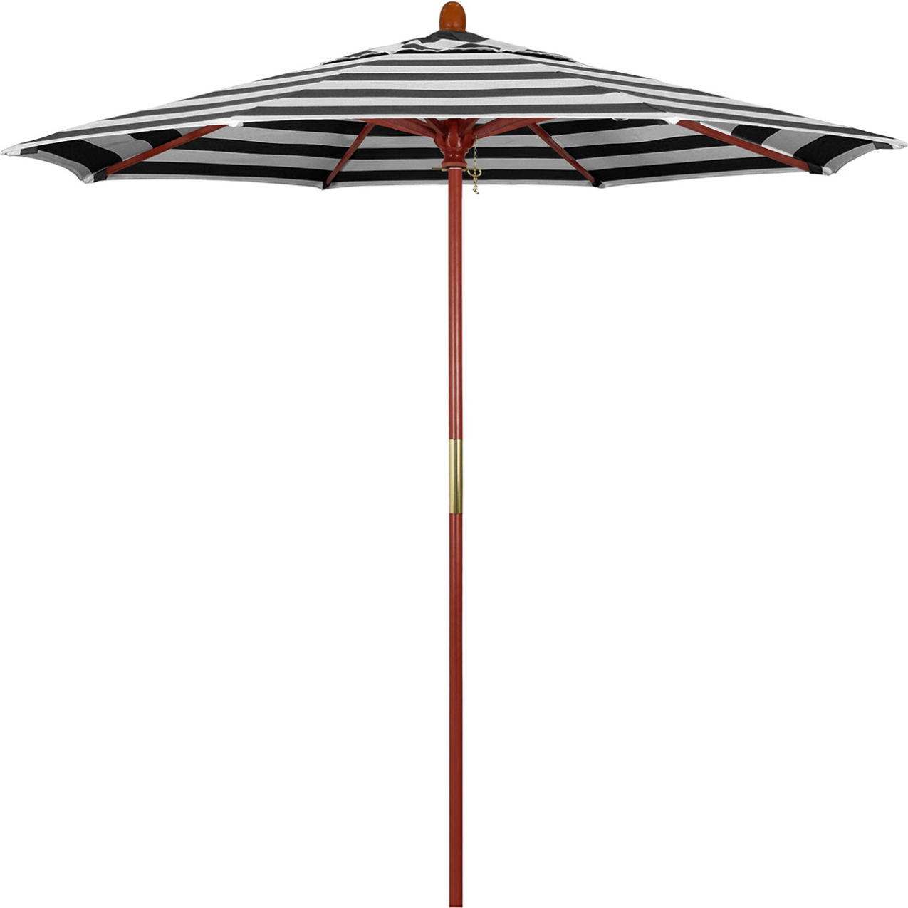 7.5' Patio Umbrella, Hardwood Pole, Sunbrella Fabric, Cabana Classic Print