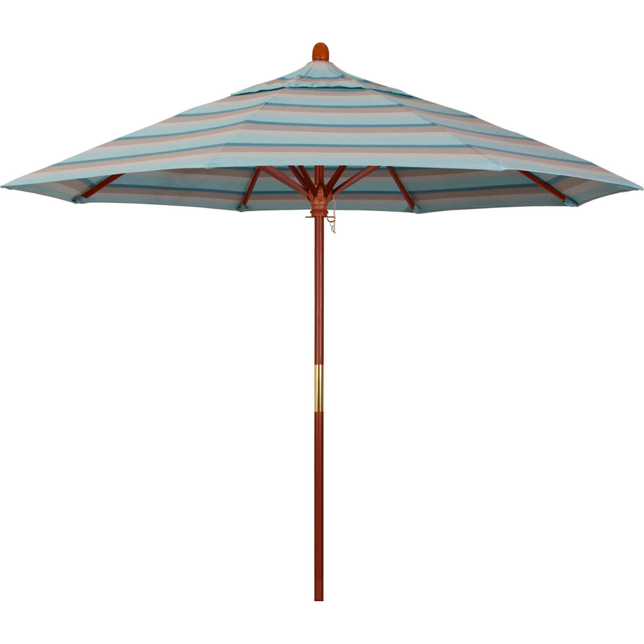 9' Patio Umbrella, Hardwood Pole, Sunbrella Fabric, Gateway Mist