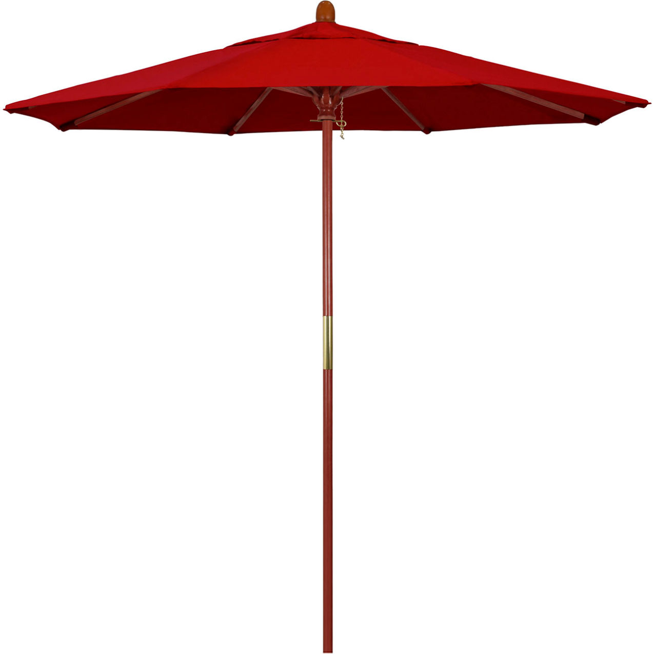 7.5' Patio Umbrella, Hardwood Pole, Sunbrella Fabric, Jockey Red