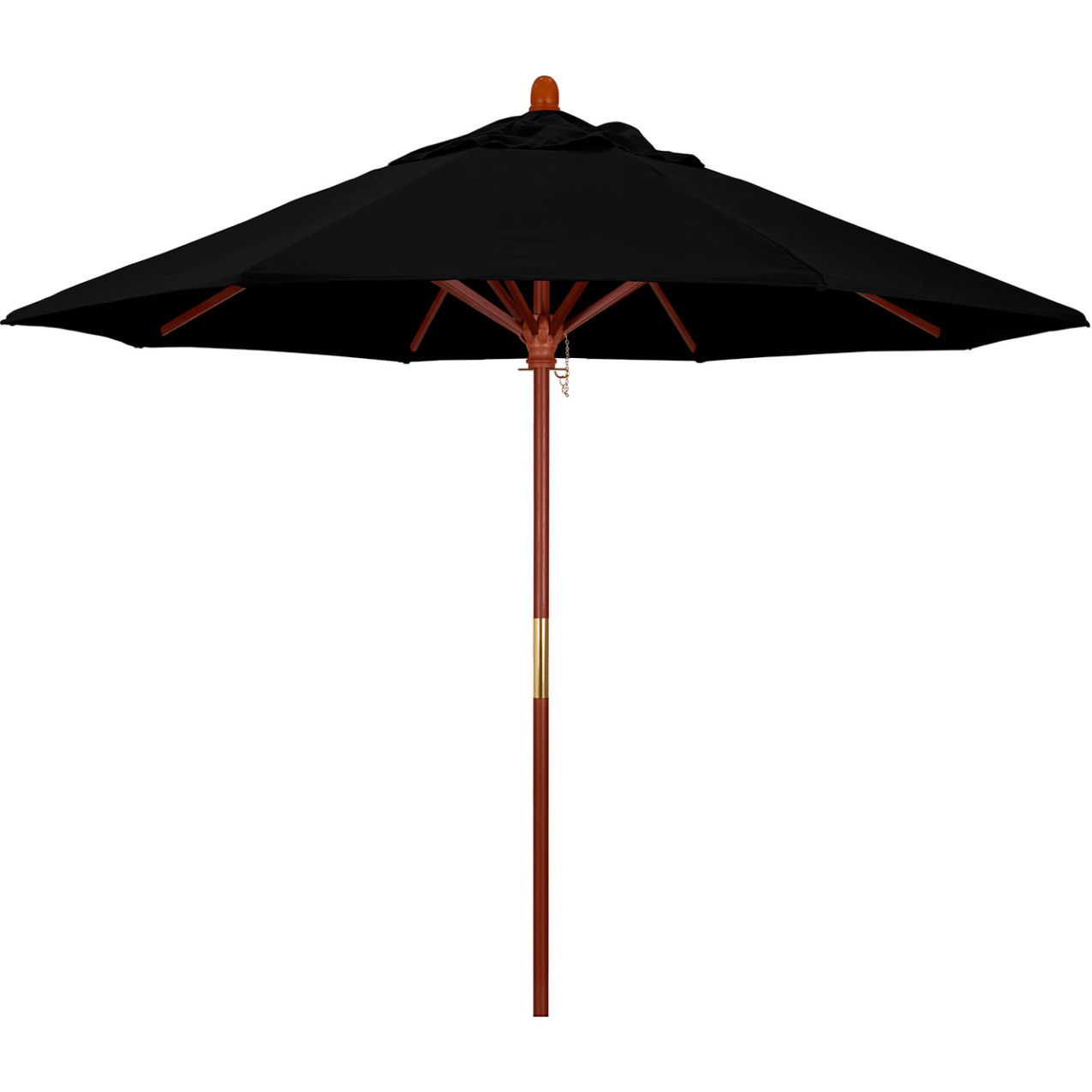 9' Patio Umbrella, Hardwood Pole, Sunbrella Fabric, Black