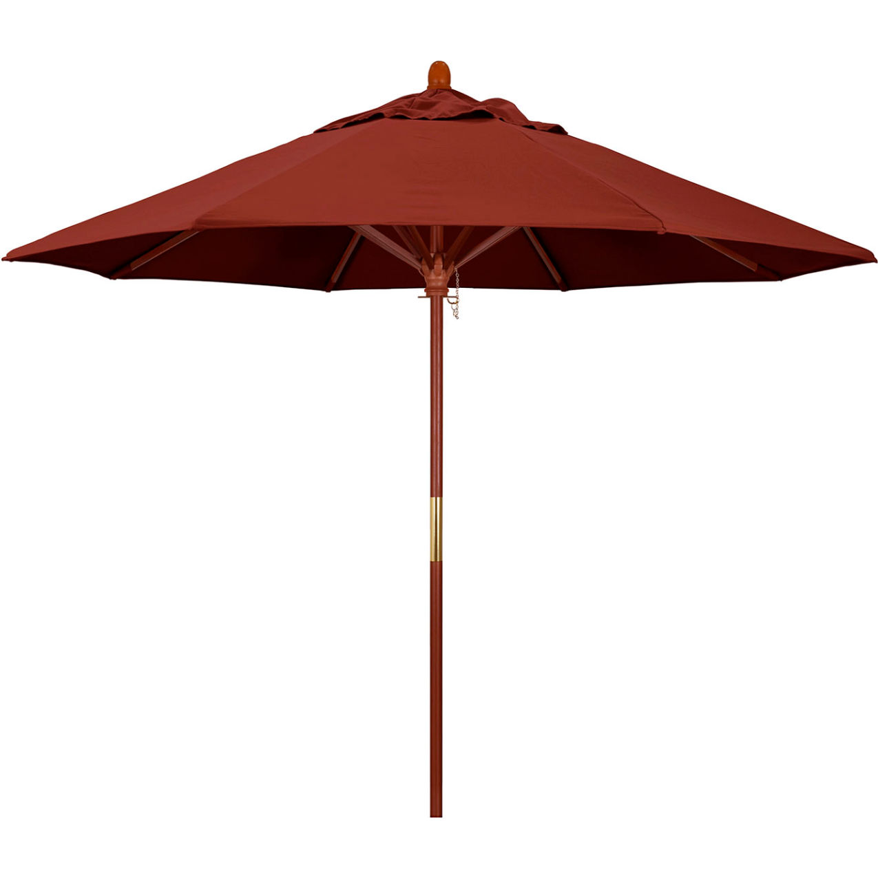 9' Patio Umbrella, Hardwood Pole, Sunbrella Fabric, Henna Color