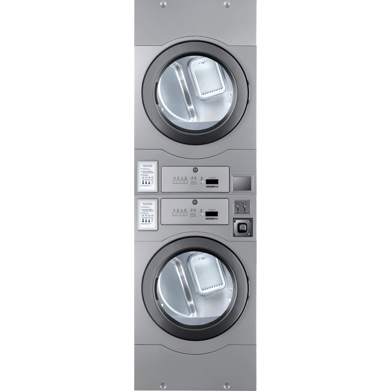 Crossover 2.0 Front Load Stacked Dryer, Electric, Cashless, 7.7 Cu.Ft. Capacity, 240V, Gray