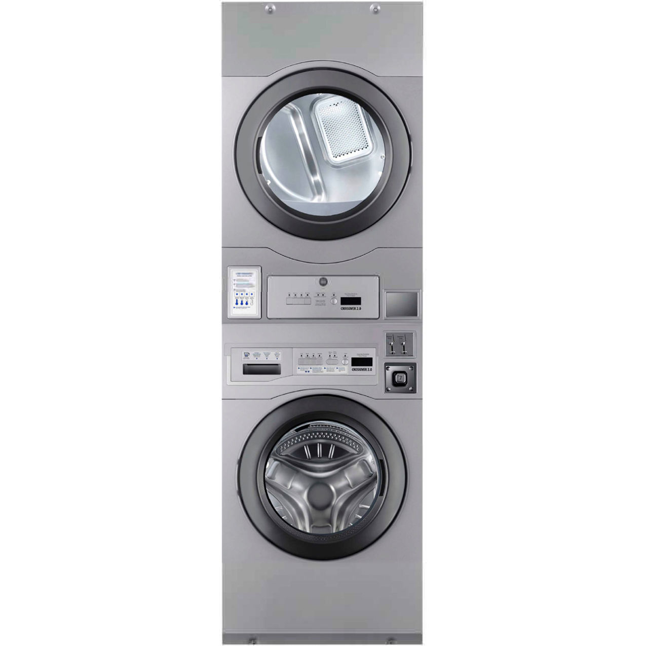 Crossover 2.0 Stacked Washer & Dryer, Gas, Cashless, 3.5/7.7 Cu.Ft. Capacity, 120V, Gray