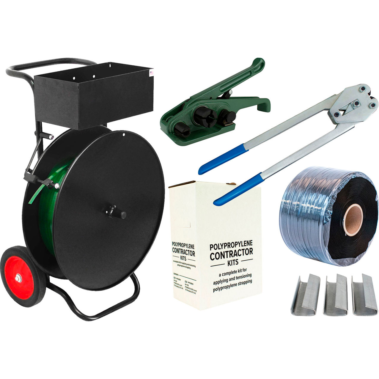 Polypropylene Strapping Kit For 1/2"W, Heavy Duty, Black