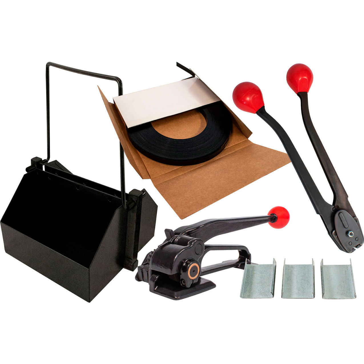 Packaging Contractor Kit for Steel For 3/4"W Strapping, Black