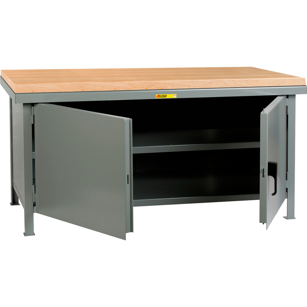 Heavy Duty Cabinet Workbench, Butcher Block Top & 1 Drawer, 72"W x 30"D, Gray