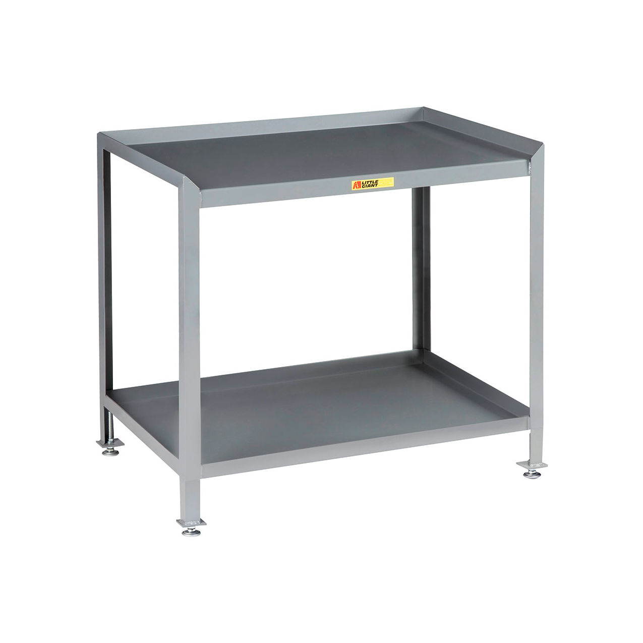Adjustable Height Workbench, 2 Shelves, 36 x 24", Steel Square Edge, Gray
