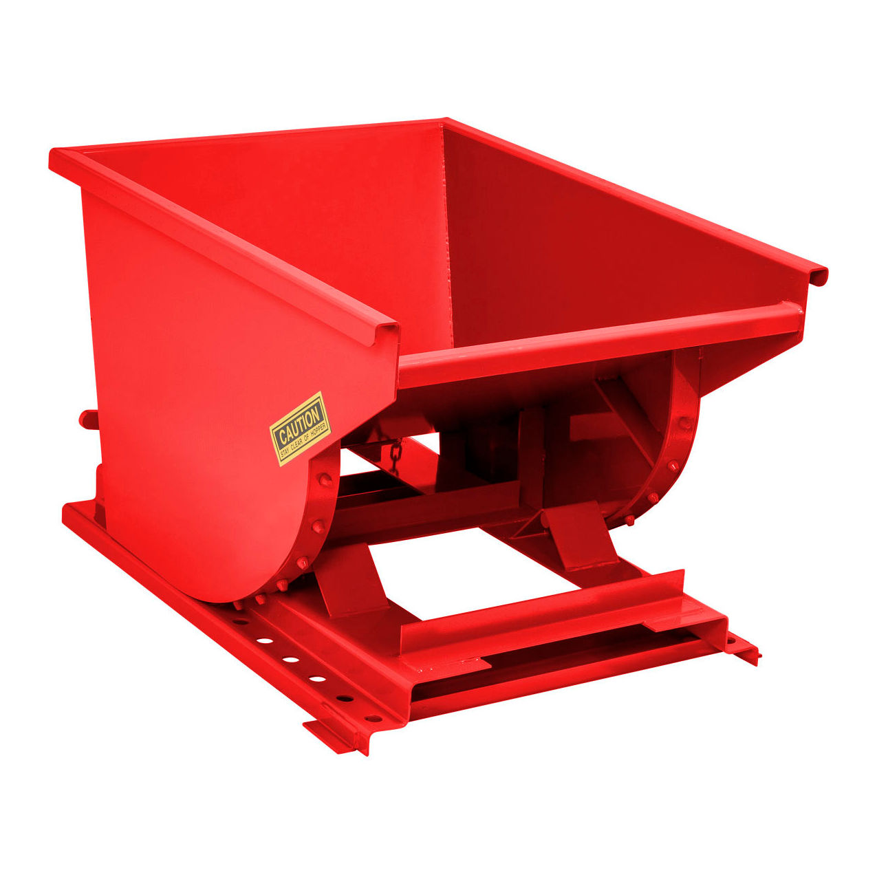 Heavy Duty Steel Self Dumping Forklift Hopper, 1/2 Cu. Yd., 7000 lb. Capacity, Red
