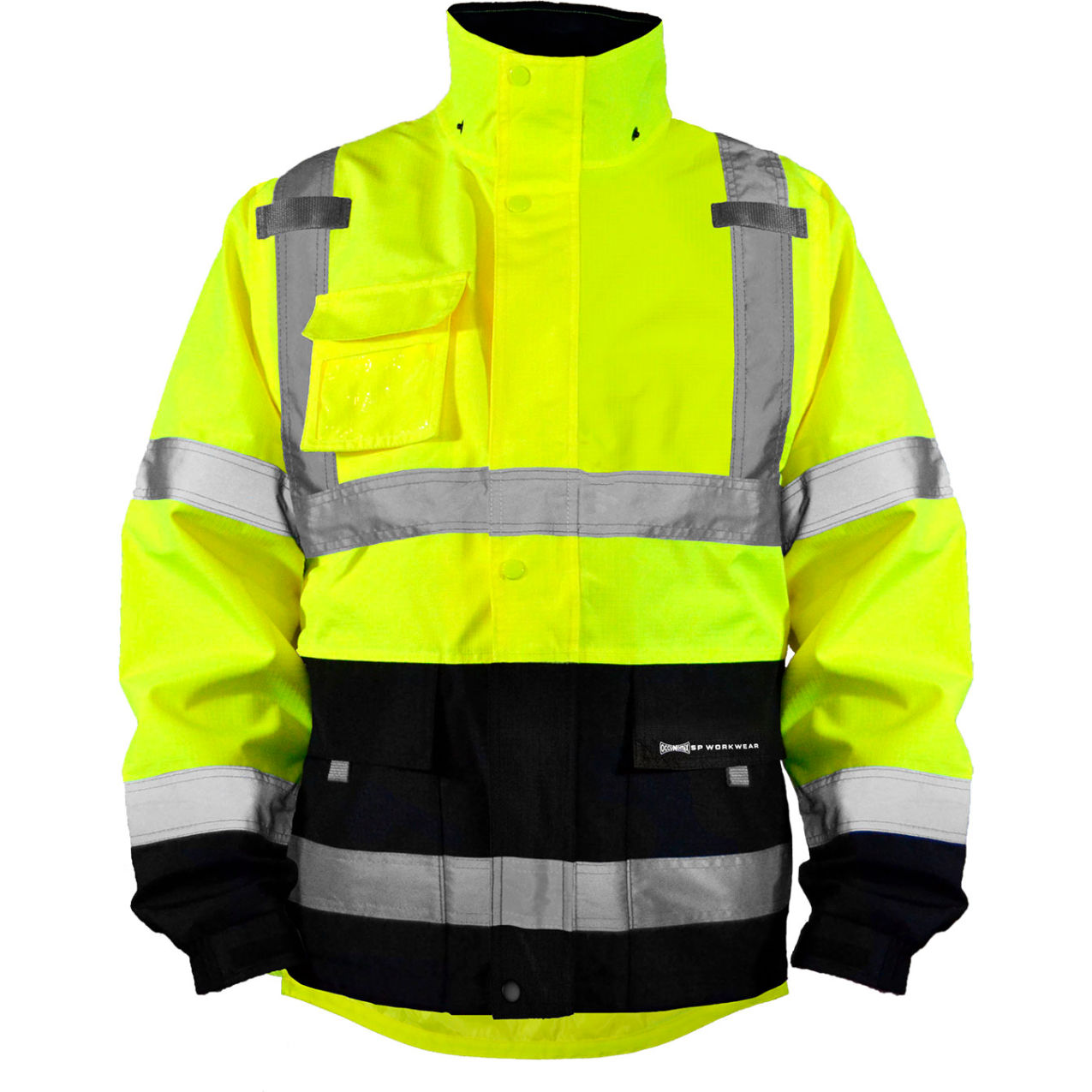 OccuNomix Rip-Stop Black Bottom Rain Jacket, Class 3, XL, Yellow