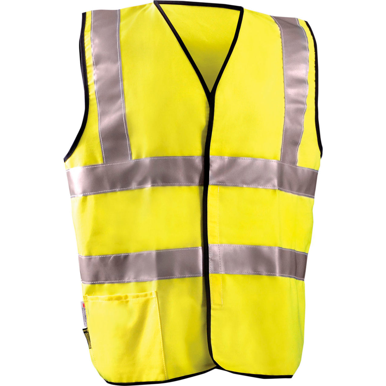 Class 2 Flame Resistant Cotton Rich Dual Stripe Solid Vest, 3XL, Yellow