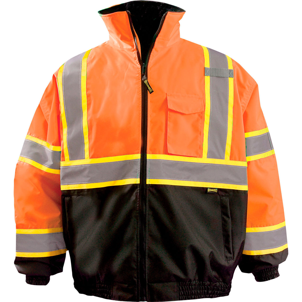 2-in-1 X Back Hi-Visibility Bomber Jacket with Black Bottom, Class 3, 5XL, Orange