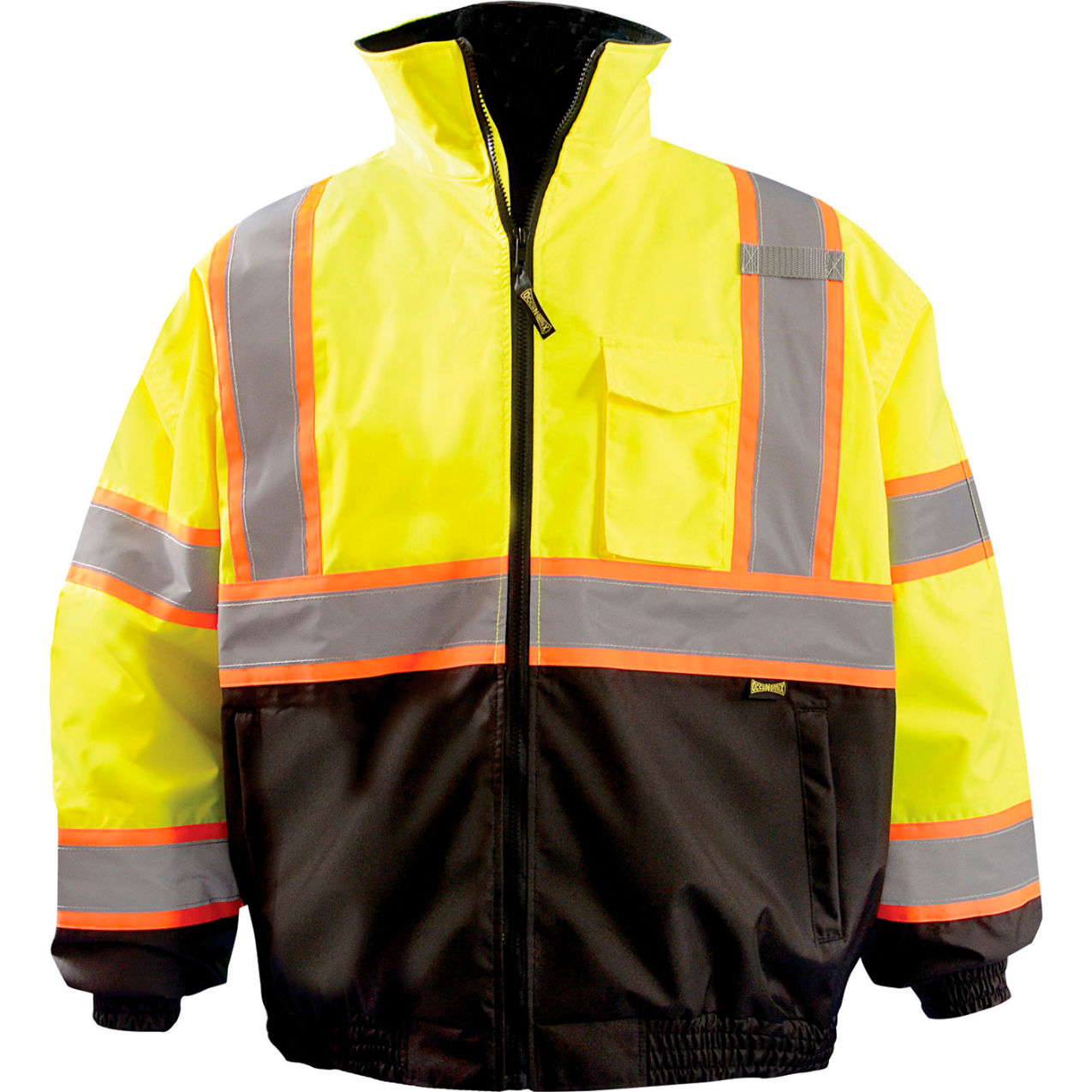 2-in-1 X Back Hi-Visibility Bomber Jacket with Black Bottom, Class 3, 5XL, Yellow