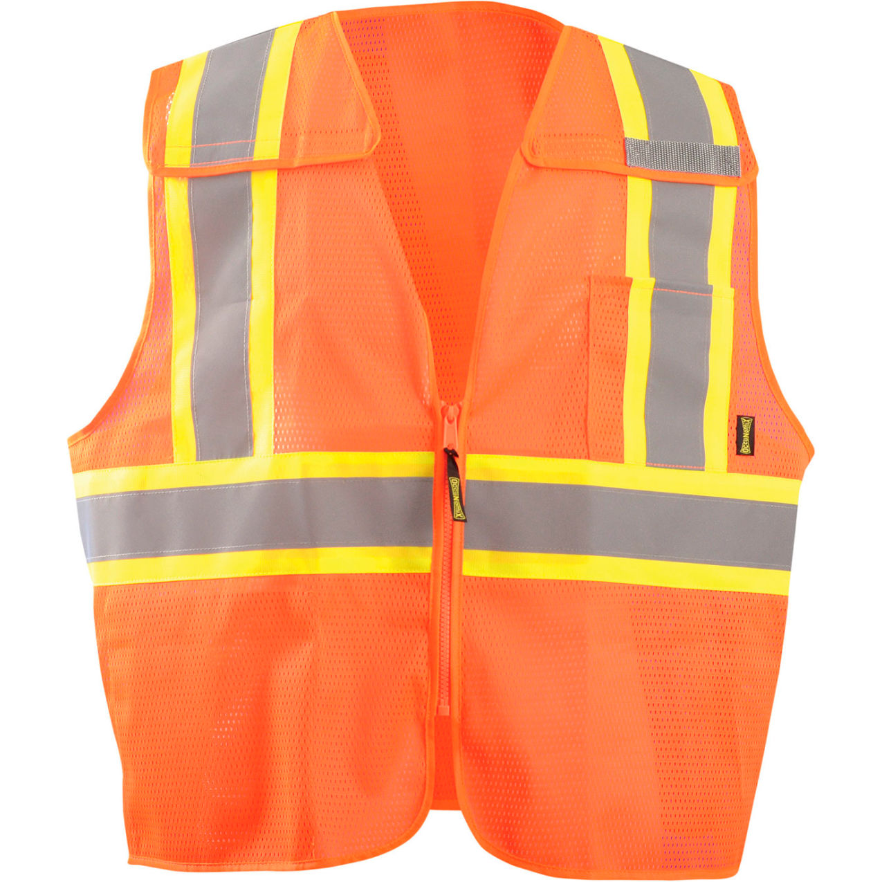 Class 2 5-Point Breakaway Two Tone X-Back Mesh Vest, 5XL, Orange