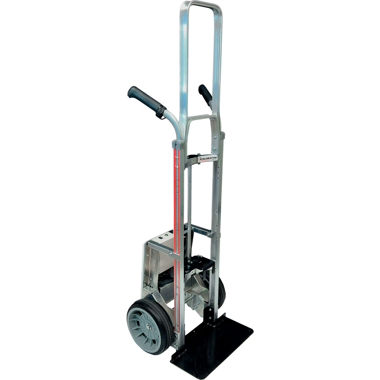 Power Assist Hand Truck, Double Grip Handle, 18" x 7-1/2" Noseplate, 60"H, 600 lb. Capacity
