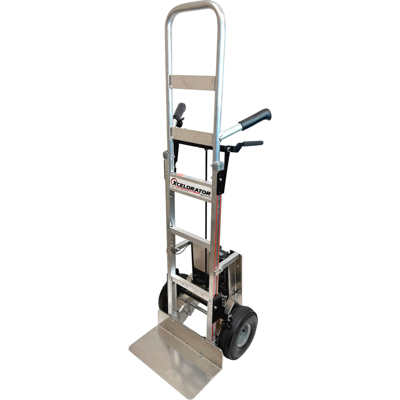 Power Assist Hand Truck, Welded Double Grip Handle, 18" x 9" Noseplate, 62"H, 600 lb. Cap.